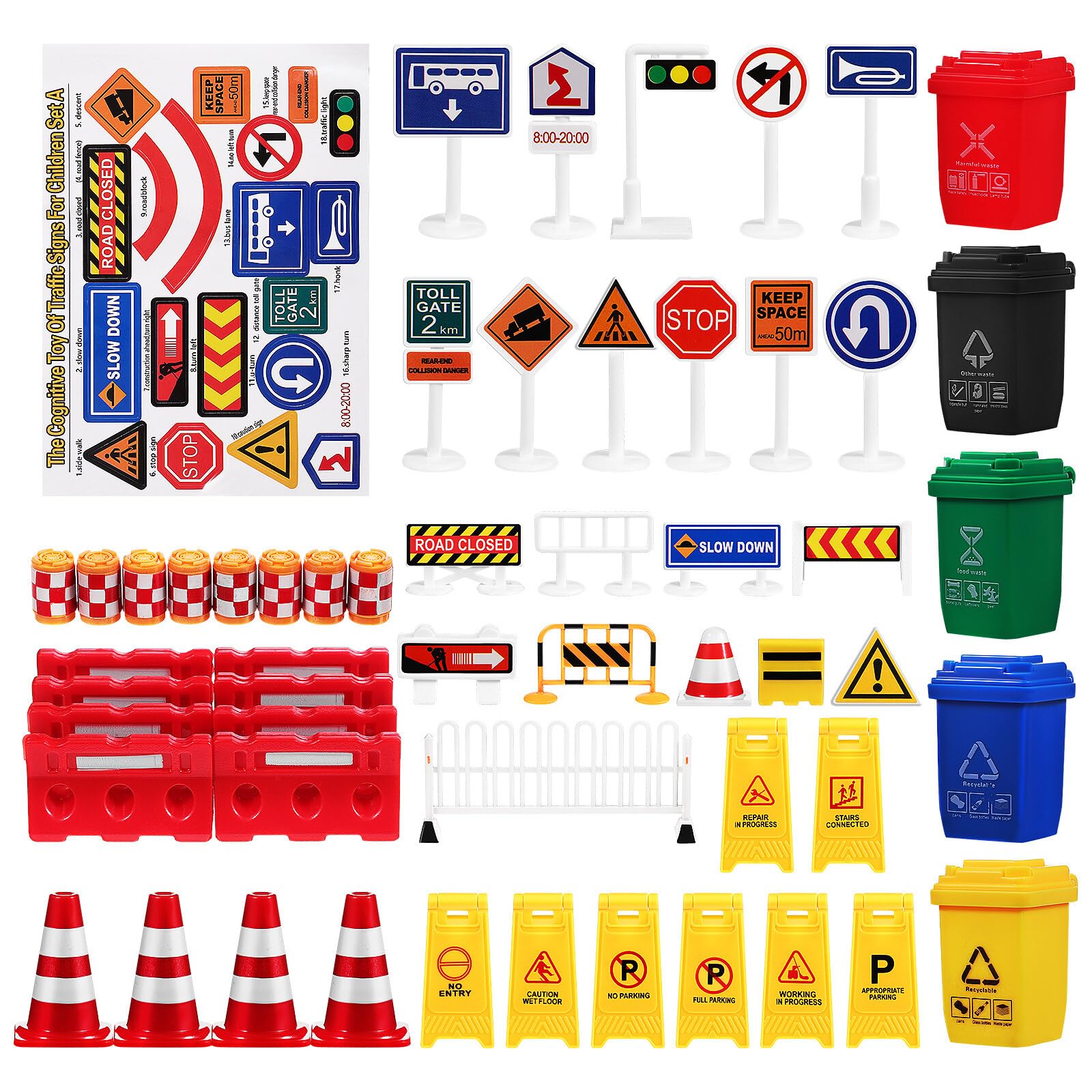Amazon.com: 105PCS Mini Traffic Road Signs Set Mini Traffic Cones